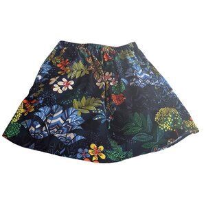 LOFT Women's Navy Blue Floral Elastic Waist Drawstring Mini Skirt Size XS Pocket